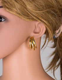 Fashion Golden Electroplated Real Gold Geometric Earrings