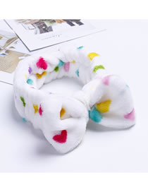 Fashion White Heart Coral Velvet Bow Polka Dot Print Striped Elastic Headband
