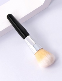 Fashion Single-mi-black And White-round Head Round Head Makeup Brush With Wooden Handle And Aluminum Tube