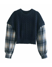 Fashion Plaid Fake Two Piece Plaid Loose Sweater Sweater