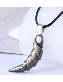 Fashion Bronze Metal Wolf Horn Wax Rope Necklace