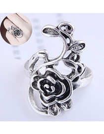 Fashion Silver Color Rose Flower Open Ring