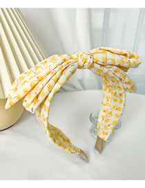 Fashion Yellow Plaid Print Fabric Bow Headband