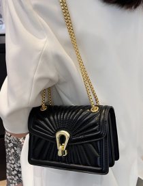 Fashion Black Pu Embroidered Thread Lock Flap Crossbody Bag