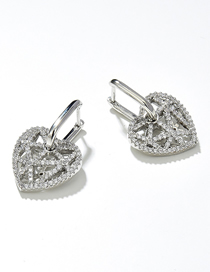 Fashion Silver Color Bronze Heart Zirconia Earrings
