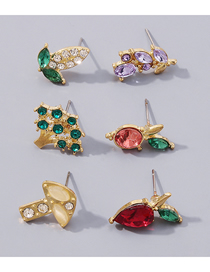 Fashion Color Alloy Diamond Geometric Stud Earrings Set
