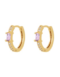 Fashion Purple Brass Set Square Zirconium Earrings