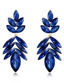 Fashion Blue Alloy Diamond Geometric Drop Earrings