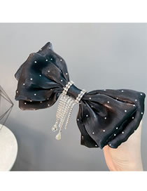 Fashion Black Bow Hot Drilled Tassel Bow Hair Clip