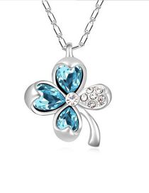 Fashion Sea ??blue Alloy Diamond Geometric Necklace
