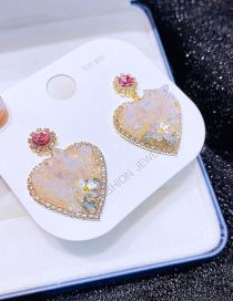 Fashion Gold Color Bronze Crystal Heart Stud Earrings