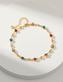 Fashion Gold Brass Gold-plated Drip Oil Love Glitter Anklet