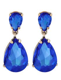 Fashion Drill Blue Alloy Set Water Drop Diamond Earrings