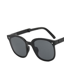Fashion Black Frame Grey Sheet Pc Rice Nail Large Frame Sunglasses