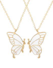 Fashion White Alloy Geometric Butterfly Necklace Set
