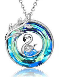 Fashion Swan Necklace Alloy Geometric Swan Round Necklace