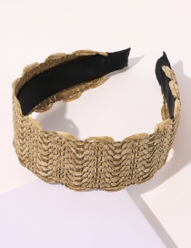 Fashion Lace Raffia Straight Headband-light Coffee Raffia Lace Knotted Gold Wire Braided Head Buckle Headband
