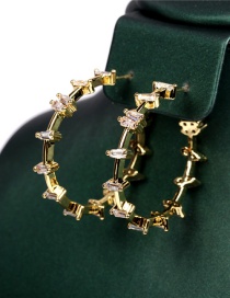 Fashion Golden C-shaped Geometric Earrings With Gold-plated Copper And Zircon