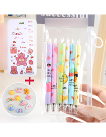 Fashion Colorful Fruits (6 Bags) Plastic Printing Press Gel Pens 6 Packs