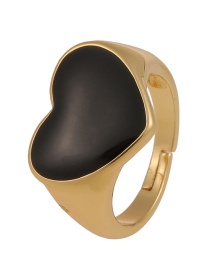 Fashion Black Copper Drop Oil Love Open Ring