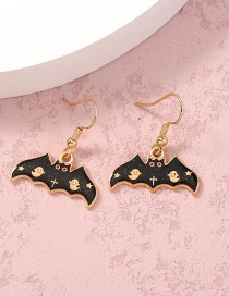 Fashion Golden Black Bat Alloy Drop Oil Halloween Ghost Earrings