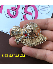 Fashion 2# Plating Real Gold Turquoise Animal Straw Hat Leaf Pearl Geometric Brooch