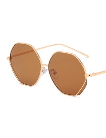 Fashion Brown Metal Polygonal Sunglasses