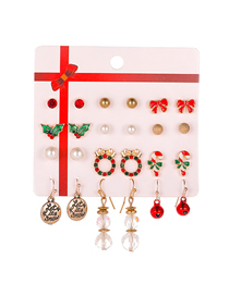 Fashion Bow Knot Set Of 12 Santa Claus Bell Christmas Tree Earrings