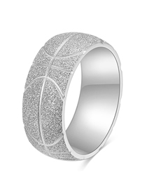 Fashion Steel Color Stainless Steel Engraved Basketball Pattern Frosted Ring