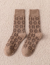 Fashion Khaki Letter Printing Thickened Tube Socks