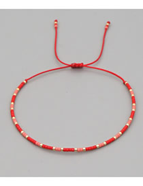 Fashion Red Rice Beaded Braided Red String Bracelet
