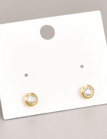 Fashion Gold Color Titanium Diamond Geometric Stud Earrings
