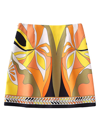 Fashion Color Woven Print Skirt