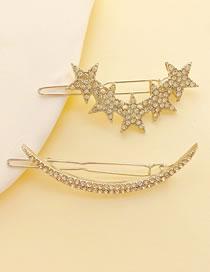 Fashion Suit Silver Alloy Diamond Star Moon Hair Clip Set