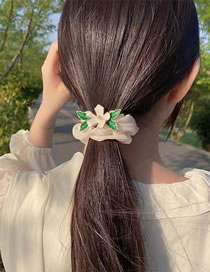 Fashion Beige Geometric Floral Silk Crinkle Headband