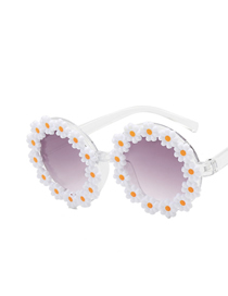 Fashion Transparent White Daisy Round Sunglasses