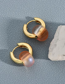 Fashion Coffee White Alloy Geometric Glass Treasure Earrings