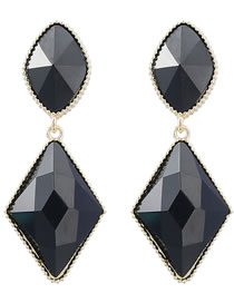 Fashion Black Alloy Resin Diamond Stud Earrings
