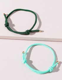 Fashion Blue+green String Braided And Knotted Bracelet Set