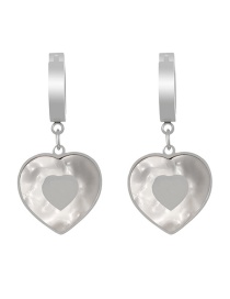 Fashion White+silver Titanium Steel Shell Love Earrings