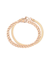 Fashion Rose Gold Color Stainless Steel Snake Bone Chain Bracelet Set