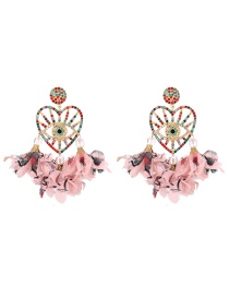 Fashion Color Alloy Diamond Fabric Love Eyes Flower Stud Earrings