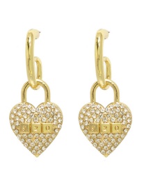 Fashion 1# Copper Inlaid Zirconium Heart Earrings