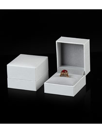 Fashion White Single Ring Box Leather Jewelry Storage Box