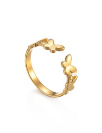Fashion Gold Titanium Butterfly Open Ring
