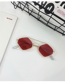 Fashion Red Irregular Rhombus Small Frame Sunglasses