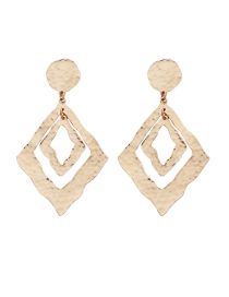 Fashion Gold Metal Geometric Diamond Earrings