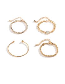 Fashion Gold Metal Zirconium Claw Chain Twist Chain Bracelet Set