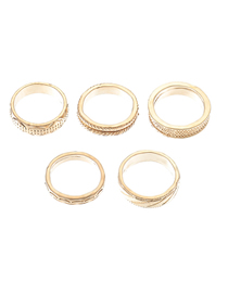 Fashion Gold Alloy Geometric Feather Ring Set