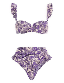 Fashion Purple Nylon Print Swimsuit